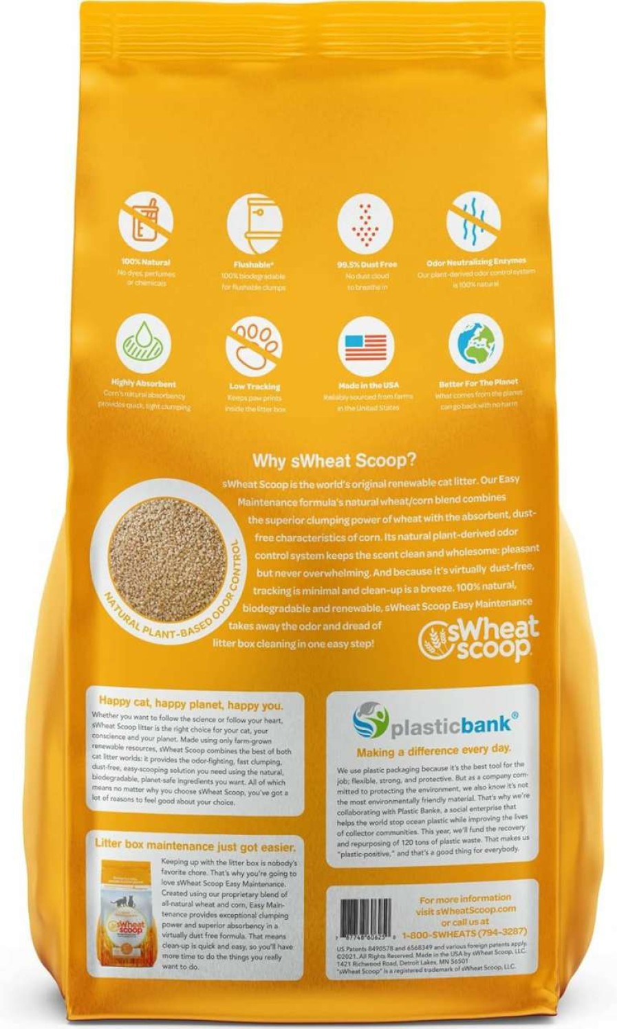 cat litter sWheat Scoop | Swheat Scoop Natural Wheat Multi-Cat Litter, Superior Clumping With Odor Neutralizing Enzymes, 25 Pound Bag