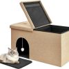 cat litter Ciokea | Ciokea Cat Litter Box Enclosure Large With Lid, Modern Hidden Cat Litter Box Furniture Ottoman With Litter Mat, Dog Proof, Easy To Clean & Order Control, 35.4 X 19.7 X 18.9 Inchs (Beige)