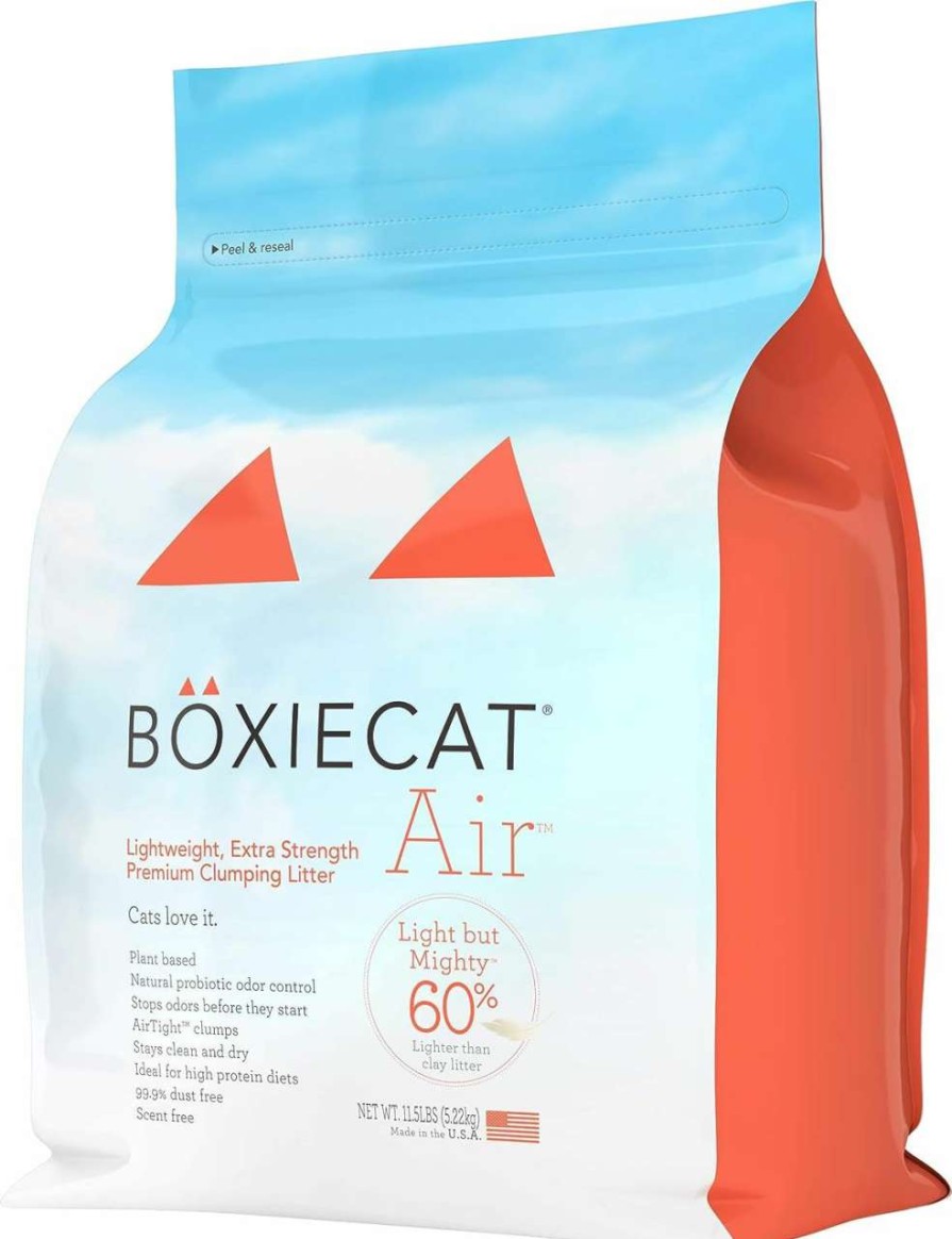 cat litter Boxiecat | Boxiecat Air Lightweight Premium Clumping Cat Litter -Extra Strength- Scent Free- 6.5 Lb- Plant-Based Formula- Stays Ultra Clean, Probiotic Powered Odor Control, 99.9% Dust Free