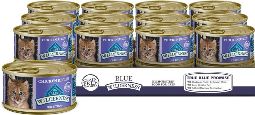 cat food wet Blue Buffalo | Blue Buffalo Wilderness High Protein Grain Free, Natural Kitten Pate Wet Cat Food, Salmon 3-Oz Cans (Pack Of 24)