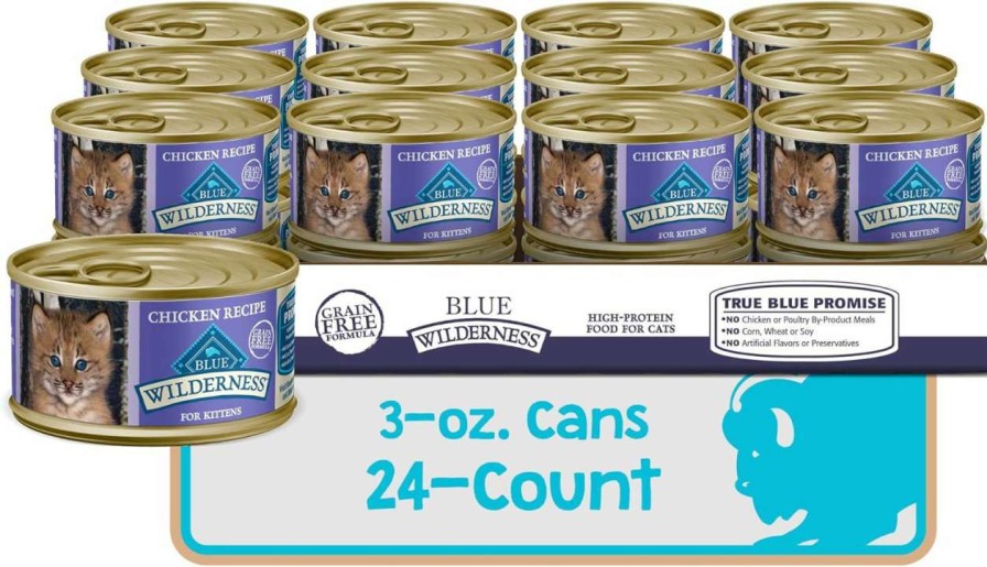 cat food wet Blue Buffalo | Blue Buffalo Wilderness High Protein Grain Free, Natural Kitten Pate Wet Cat Food, Salmon 3-Oz Cans (Pack Of 24)