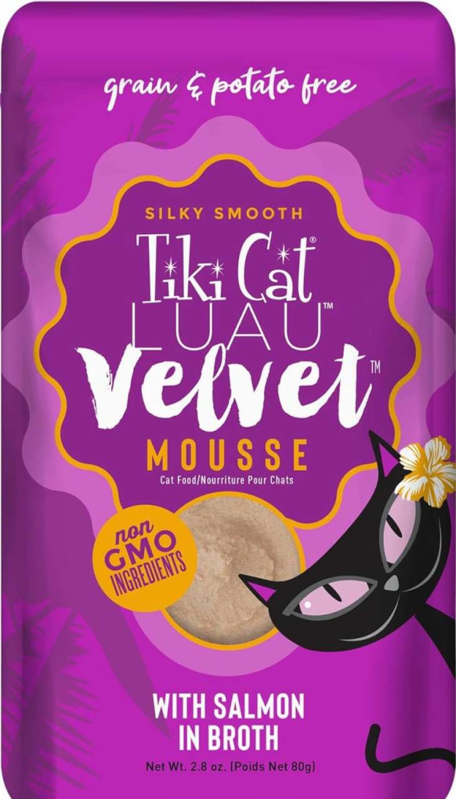 cat food wet TIKI PETS | Tiki Cat Luau Velvet Mousse, Tuna & Mackerel In Broth, Complete Nutrition For Balanced Diet, Wet Cat Food For All Life Stages, 2.8 Oz. Pouch (Pack Of 12)