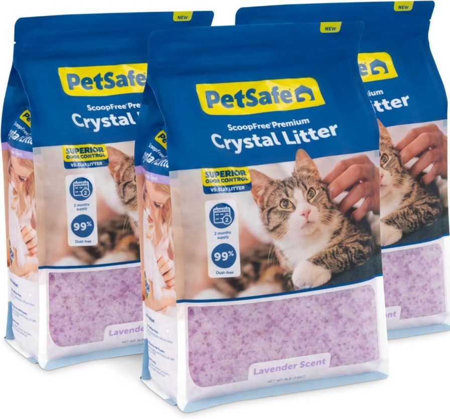 cat litter PetSafe | Petsafe Scoopfree Premium Crystal Cat Litter - 5X Better Odor Control Than Clay Litter - Less Tracking, Dust For A Fresh Home - Non-Clumping - Two 4.3 Lb Bags Of Litter (8.6 Lb Total) - Fragrance-Free