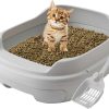 cat litter Skywin | Skywin Pellet Cat Litter Box (Grey) - Perfect For Pine Pellets, Efficient Sifting System For Cats, Easy-To-Use Litter Box For Pellets