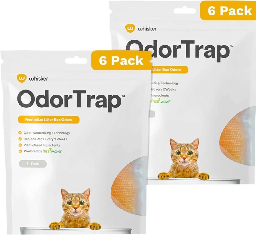 cat litter Whisker | Odortrap Pack Refills By Whisker, 12 Pack Refill For Odortrap Pod (Pod Not Included), Eliminates Litter Box Odors, Compatible With Litter-Robot And Traditional Litter Boxes