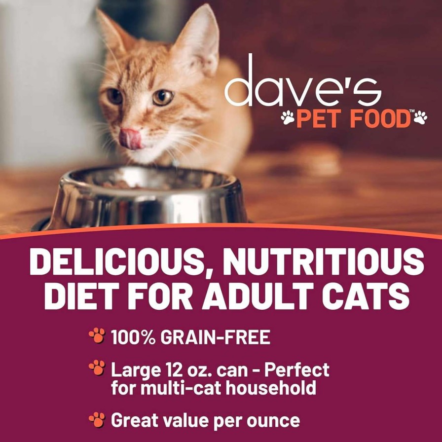 cat food wet Dave's Pet Food | Dave'S Pet Food Grain Free Wet Cat Food (Turkey & Giblets Pate), Made In Usa Naturally Healthy Canned Cat Food, Added Vitamins & Minerals, Wheat & Gluten-Free, 12.5 Oz Cans (Case Of 12)