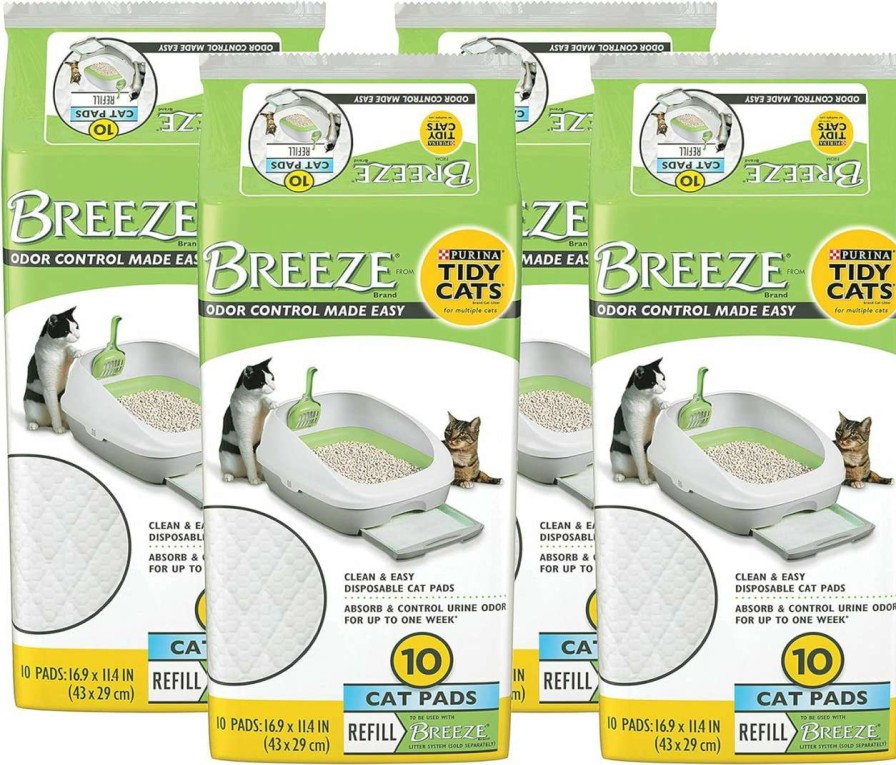 cat litter Purina | Purina Tidy Cats Breeze Cat Pad Refills, Clean & Easy Disposable Cat Pads For Breeze Litter System, Controls Odors, 10 Cat Pad Refills/Pack (Pack Of 4)