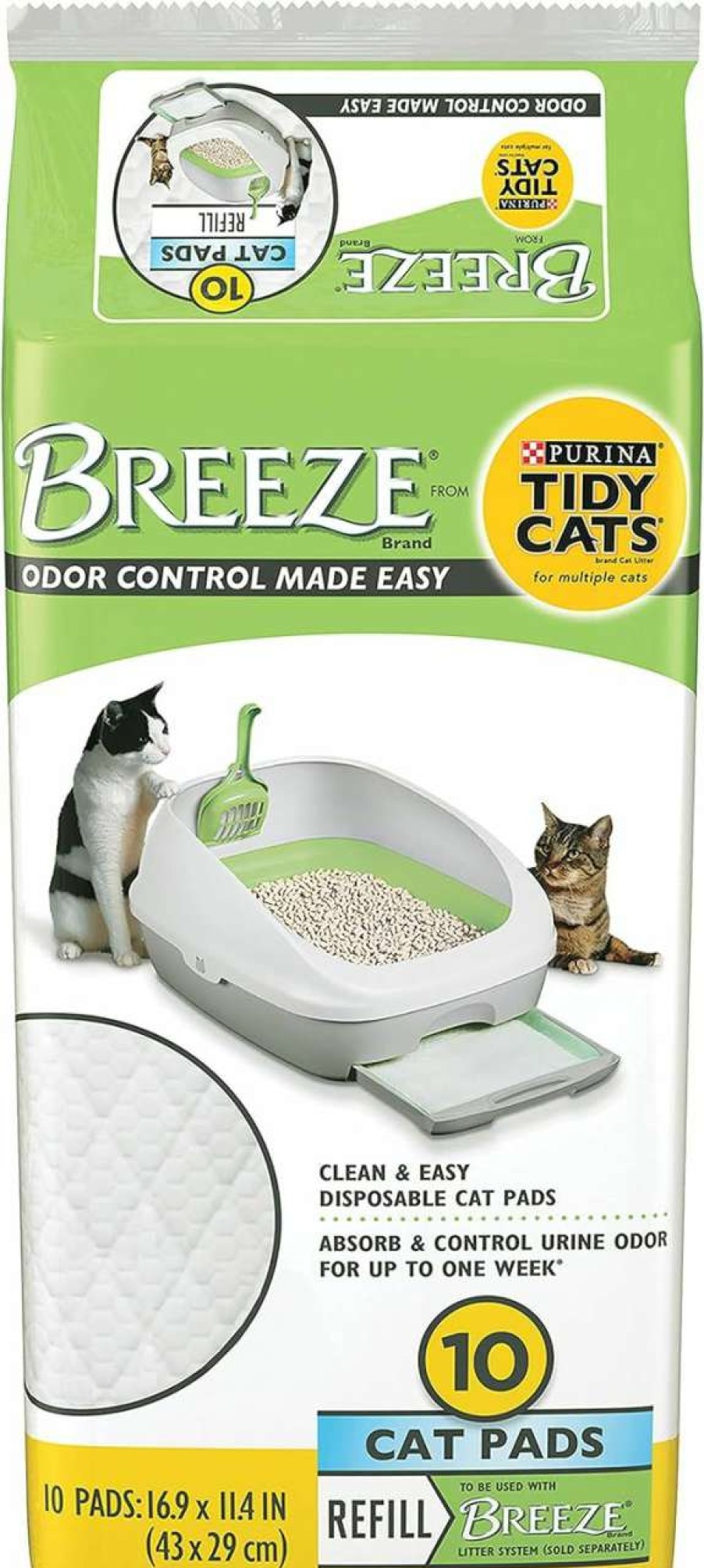 cat litter Purina | Purina Tidy Cats Breeze Cat Pad Refills, Clean & Easy Disposable Cat Pads For Breeze Litter System, Controls Odors, 10 Cat Pad Refills/Pack (Pack Of 4)