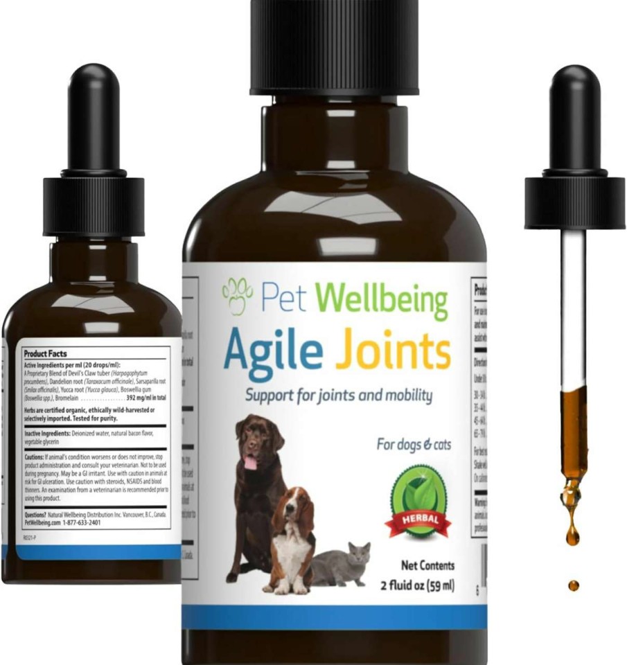 cat food Pet Wellbeing | Pet Wellbeing Agile Joints For Cats - Vet-Formulated - Joint Health, Mobility, Ease Of Movement - Natural Herbal Supplement 2 Oz (59 Ml)