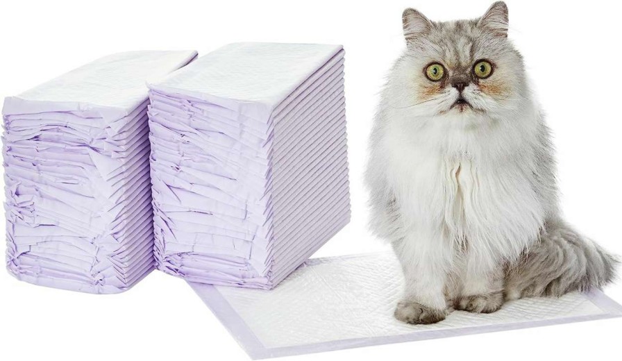 cat litter Amazon Basics | Amazon Basics Cat Pad Refills For Litter Box, Fresh Scent, Pack Of 40, Purple And White