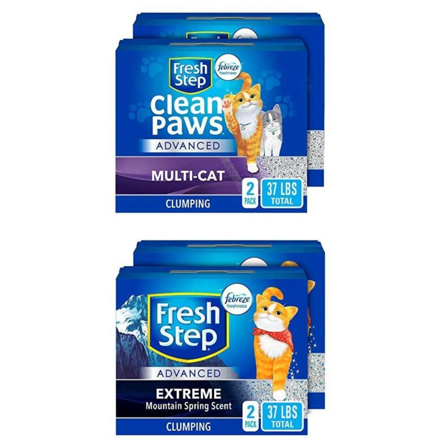 cat litter Fresh Step | Fresh Step Advanced Clean Paws Clumping Cat Litter & Advanced Extreme Clumping Cat Litter With Odor Control - Mountain Spring Scent