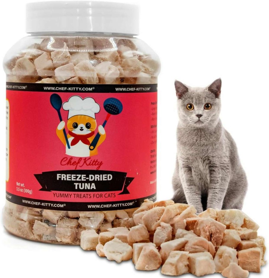 cat food dry Chef Kitty | Chef Kitty Freeze Dried Tuna Cat Treats - Made From 100% Wild Caught Tuna Our Freeze Dried Cat Treats Use Only 1 Ingredient - We Make Our Freeze Dried Treats For Cats In The Usa - Tuna 3.5Oz