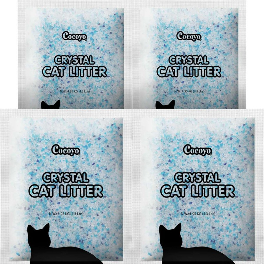 cat litter COCOYO | Cocoyo Crystal Cat Litter I Silica Gel Cat Litter,17.2 Lbs Value Pack (4.3 Lbs X 4)