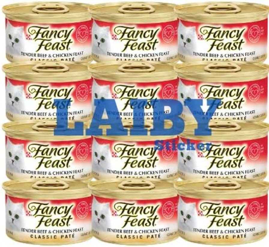 cat food wet LAIBY | Fancy Feast Tender Beef & Chicken Feast Classic Pate Wet Cat Food 3 Oz (Pack Of 12) | Kitten Wet Cat Food