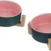 cat food balacoo | Balacoo 2 Sets Ceramic Cat Bowl Ceramic Water Bowl Ceramic Feeding Bowls Dog Feeding Bowls Lovely Pet Bowl Cat Food And Water Bowls Floor Feeding Bowl Dog Feeder Wooden Small Dog Food Bowl