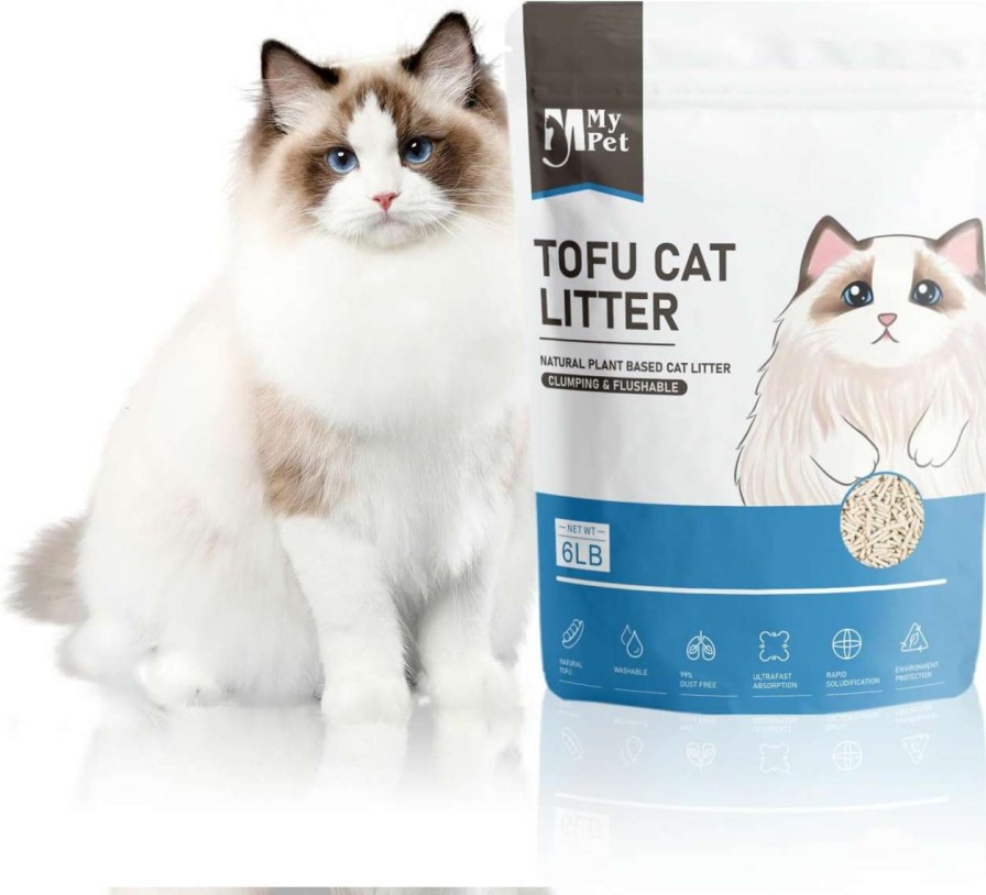 cat litter Generic | My Pet Tofu Cat Litter Clumping Flushable Unscented Odor Control Lightweight Hard Clumping Natural Dust-Free Pure Cat Litter (6 Lb/Bag) (6Lbx1Bag)